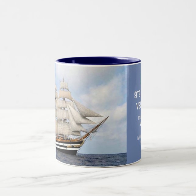 Amerigo Vespucci, Italian Navy Tall Ship Two-Tone Coffee Mug (Center)