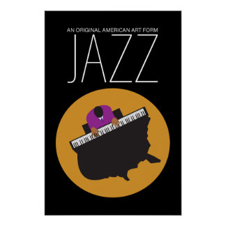 AmeriJazz Black Glossy Poster