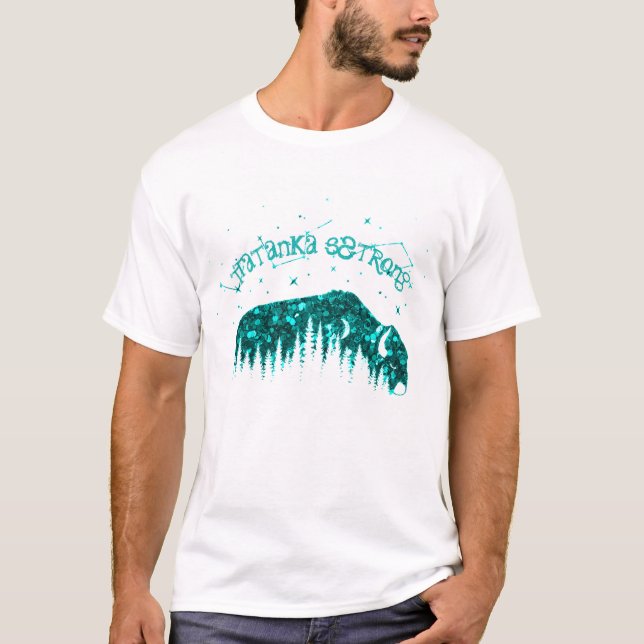 Amerikan Bison Tatanka Strong Teal Ocean Blue T-Shirt (Front)