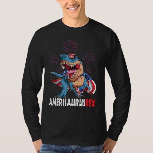 Amerisaurus Patriotic Rex Dinosaur 4th Of July Usa T_Shirt