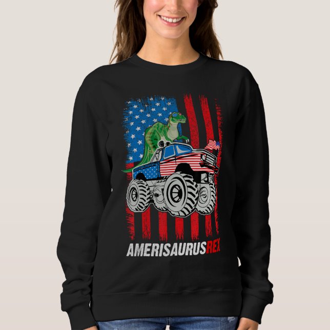 Amerisaurus Rex 4th Of July Boys Girls Us Flag Fun Sweatshirt (Front)