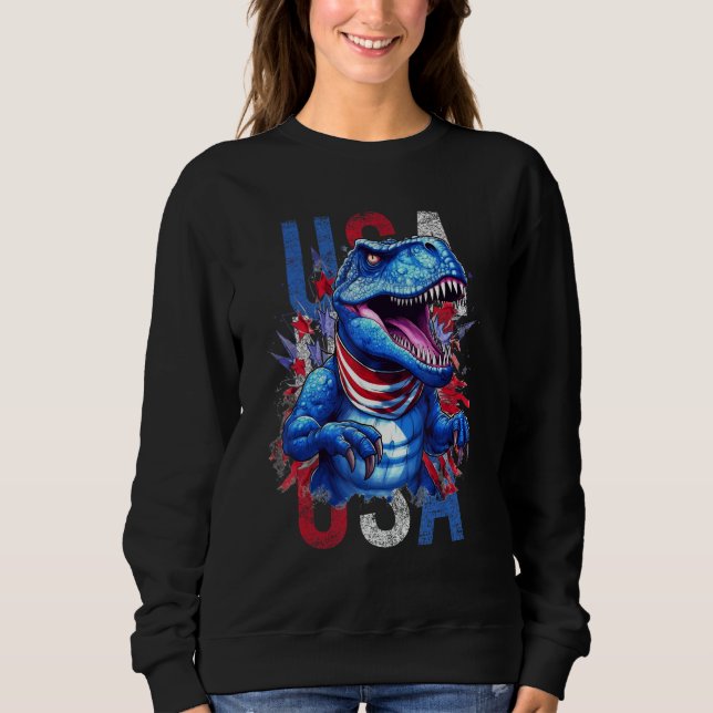 Amerisaurus Rex 4th of July TRex US Flag Patriotic Sweatshirt (Front)