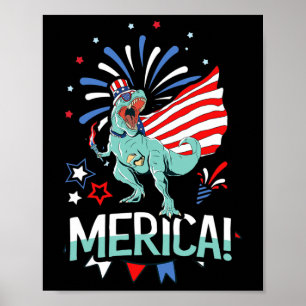 Amerisaurus Rex American Flag Independence Day Mer Poster
