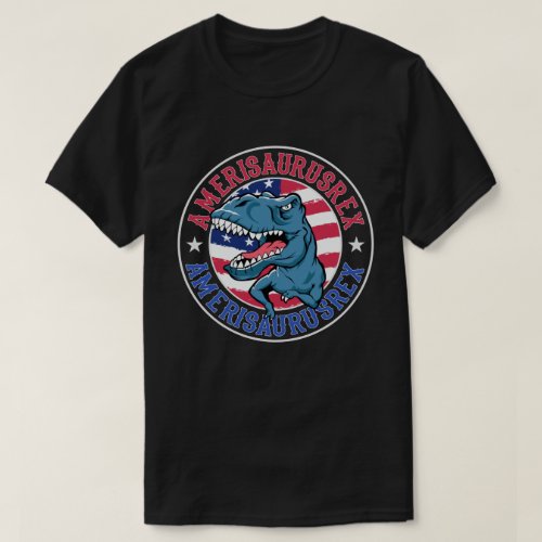  Amerisaurus Rex Dinosaur American Flag July 4th T_Shirt