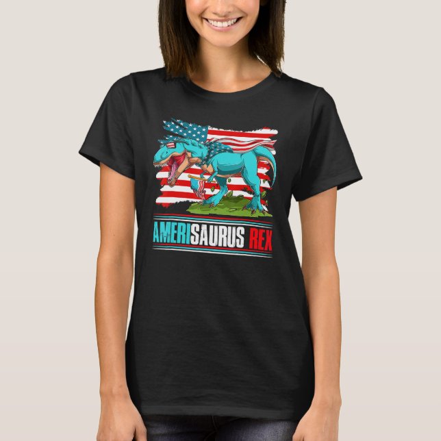 Amerisaurus Rex Independence Day USA Party US Patr T-Shirt (Front)