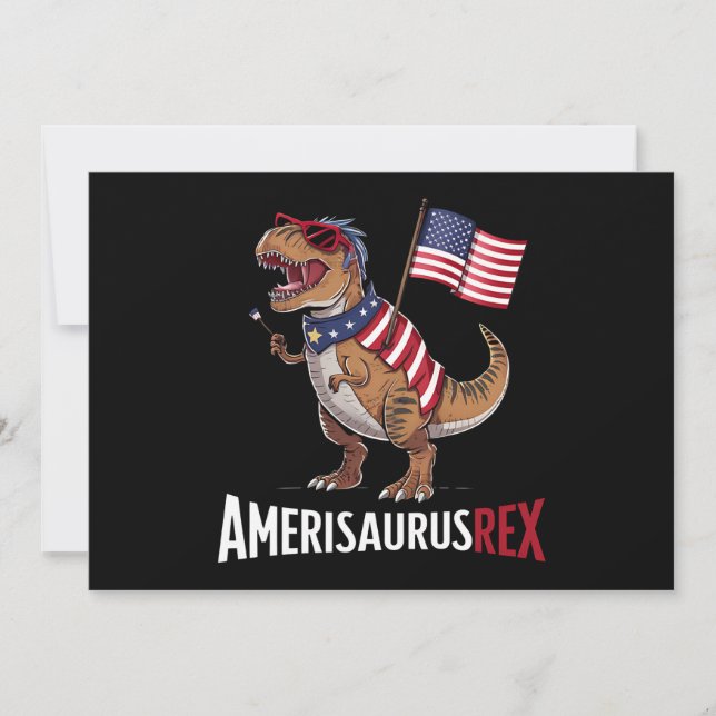 Amerisaurus Rex Patriotic Dinosaur 4th of July  Invitation (Front)