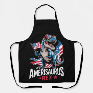 Amerisaurus T Rex Dinosaur 4th Of July US American Apron