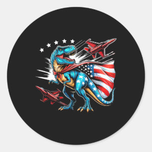 Amerisaurus T-rex Patriotic Boys Girl 4th Of July  Classic Round Sticker