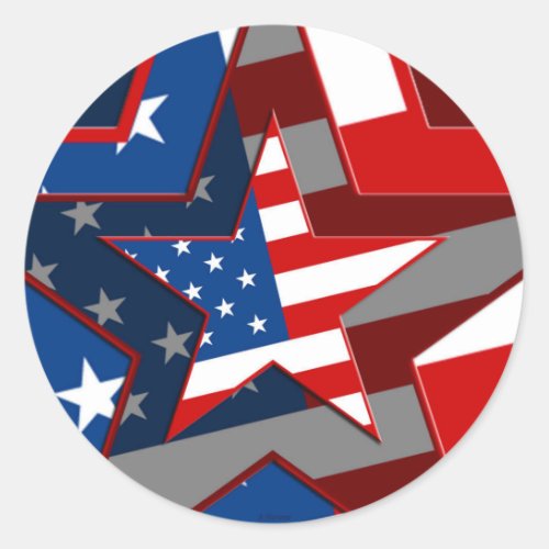 Amerrican Flag Star Pattern Classic Round Sticker