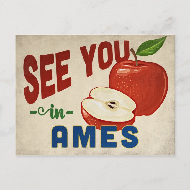 Ames Iowa Apple - Vintage Travel Postcard (Front)