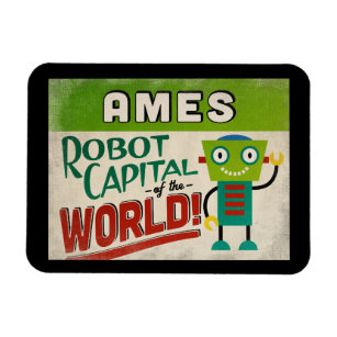 Ames Iowa Robot - Funny Vintage Magnet