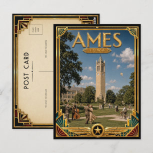 Ames Iowa Vintage Art Deco Golden Age Postcard
