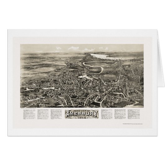 Amesbury, MA Panoramic Map - 1914 Cards (Front Horizontal)