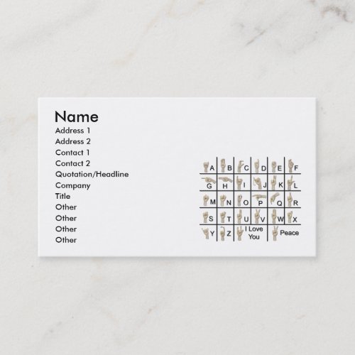 AmeslanAlphabet120710, Name, Address 1, Address... Business Card Templates