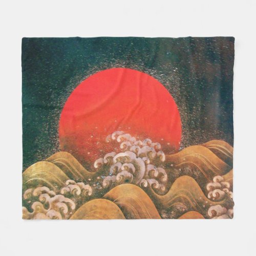 AMETERASU SUN GODDESS Red Brown Black Fleece Blanket