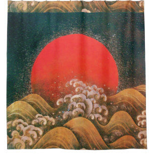 AMETERASU, SUN GODDESS Red Brown Black Shower Curtain