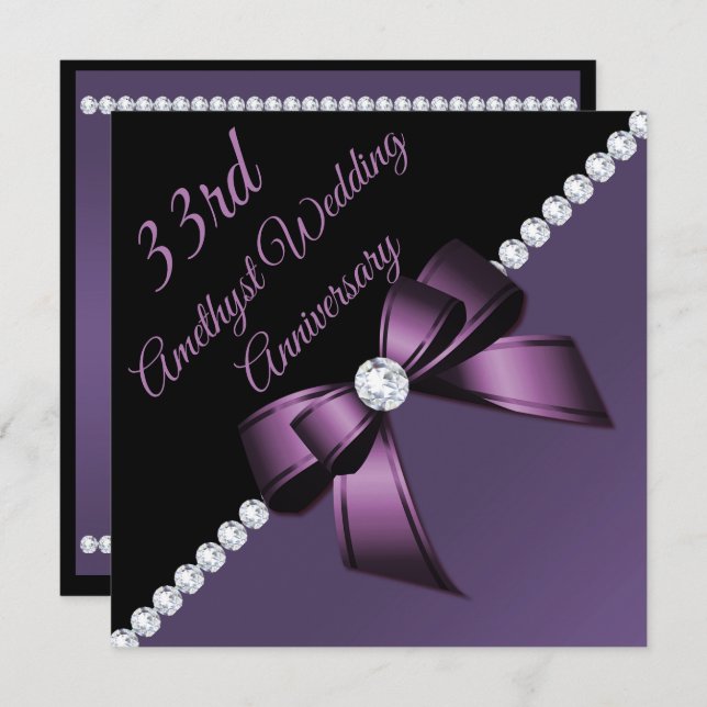 Amethyst 33rd Wedding Anniversary Invitation (Front/Back)