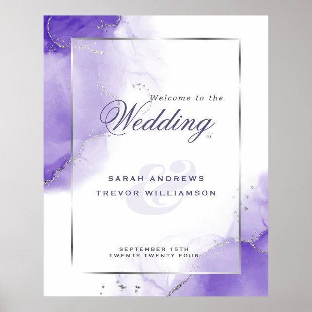 Amethyst Abstract Wedding Welcome Sign  (Front)