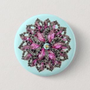 Amethyst and Black Diamonds - blue background Pinback Button