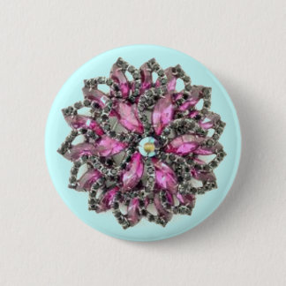 Amethyst and Black Diamonds - blue background Pinback Button
