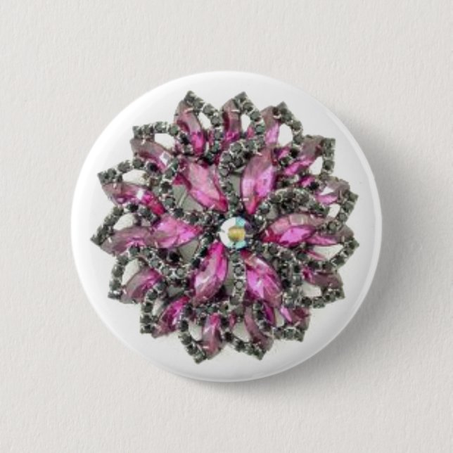 Amethyst and Black Diamonds Pinback Button (Front)