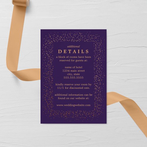 Amethyst and Bronze Confetti Brusts Wedding Enclosure Card