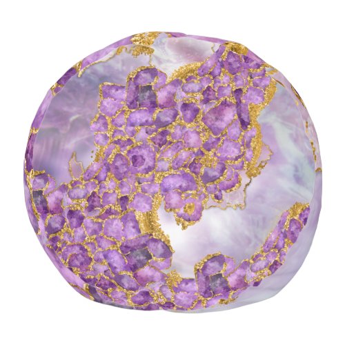 Amethyst and Gold _ Abstract Crystal Cluster Pouf