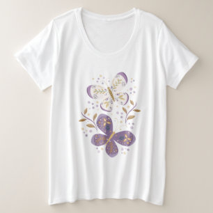 Amethyst and Gold Butterflies  Plus Size T-Shirt