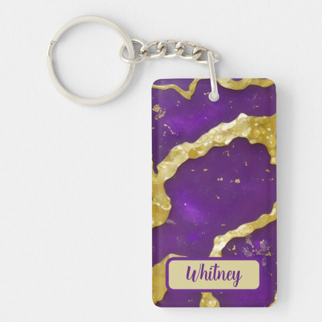Amethyst and Gold Inspired Keychain (01) (Front)
