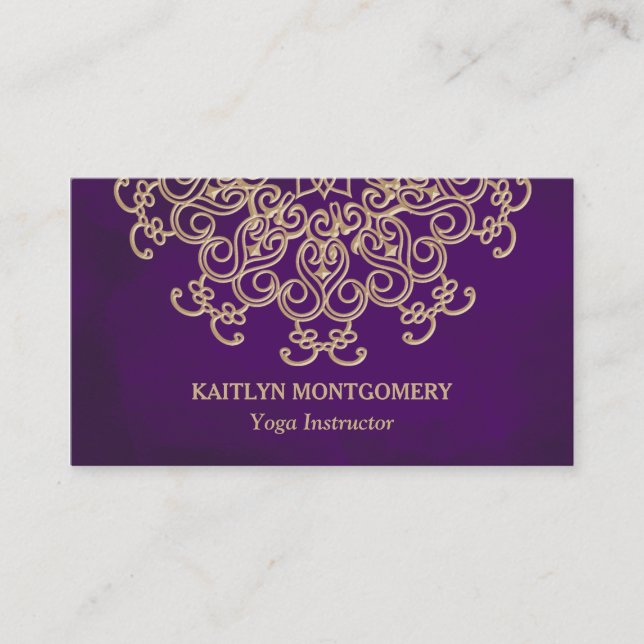 Amethyst and Gold Mandala Business Card (Front)
