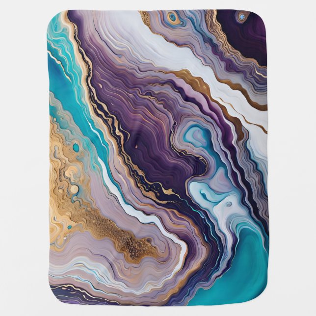 Amethyst and Turquoise Abstract  Baby Blanket (Front)