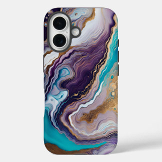 Amethyst and Turquoise Abstract  iPhone 16 Case