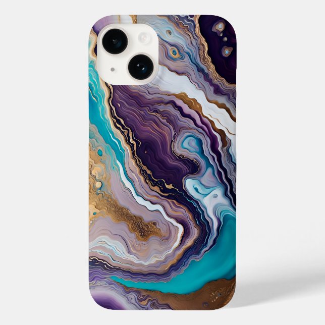 Amethyst and Turquoise Abstract  Case-Mate iPhone Case (Back)