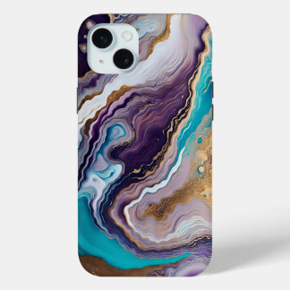 Amethyst and Turquoise Abstract iPhone 15 Plus Case