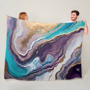 Amethyst and Turquoise Abstract Fleece Blanket