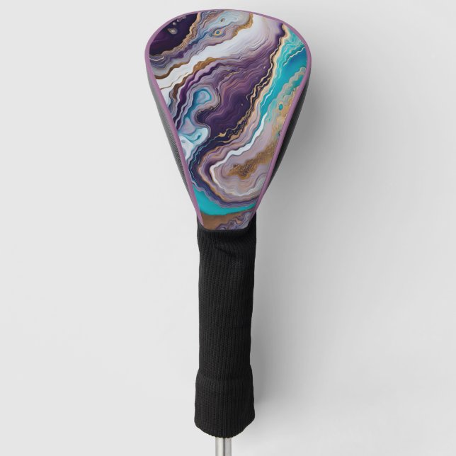 Amethyst and Turquoise Abstract  Golf Head Cover (Front)