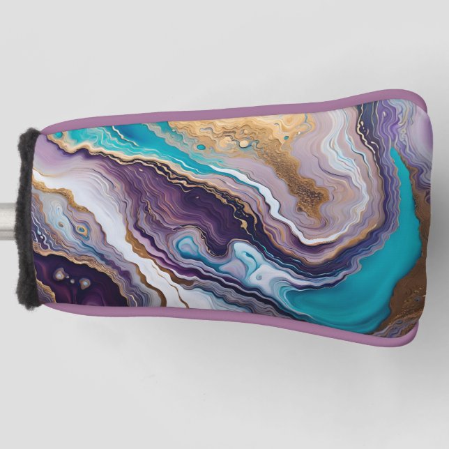 Amethyst and Turquoise Abstract  Golf Head Cover (Front)