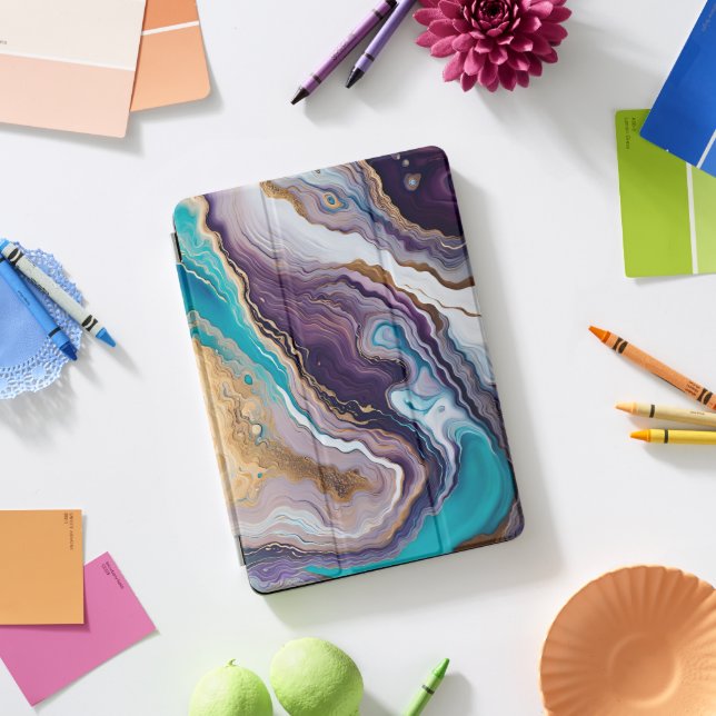 Amethyst and Turquoise Abstract  iPad Pro Cover (Desk)