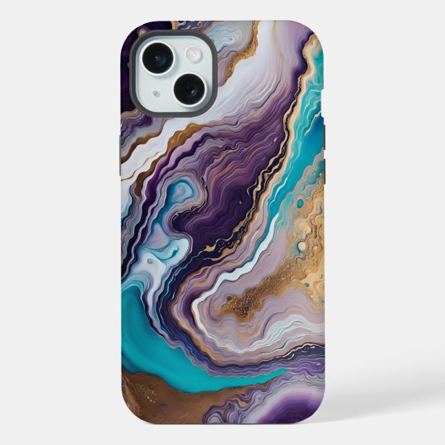 Amethyst and Turquoise Abstract  Iphone Case (Back)