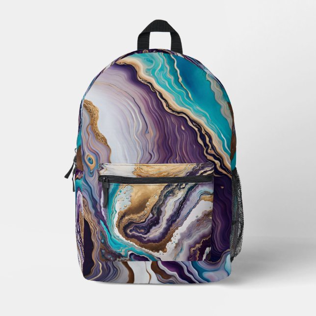 Amethyst and Turquoise Abstract  Printed Backpack (Front)