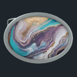Amethyst and Turquoise and Gold Abstract  Belt Buckle<br><div class="desc">Abstract Swirls of Amethyst purple with gold white and Turquoise
resembling a geode

AI ART by minx267</div>