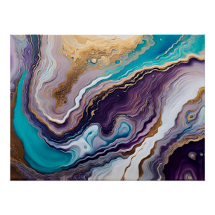 Amethyst and Turquoise and Gold Abstract  Poster