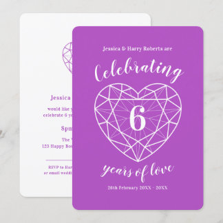 Amethyst Anniversary 6 years of love party invites