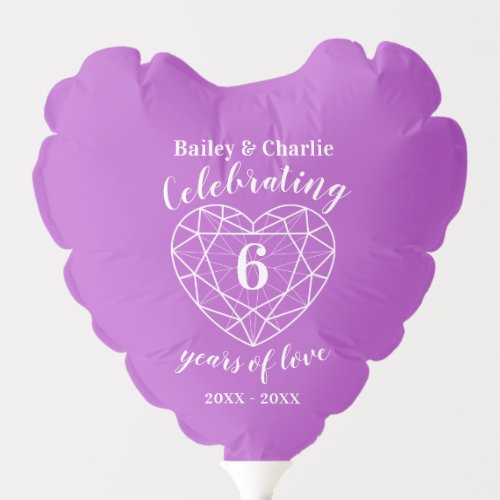 Amethyst anniversary 6 years of love photo balloon