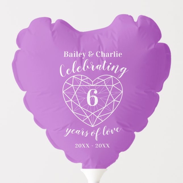 Amethyst anniversary 6 years of love photo balloon (Front)