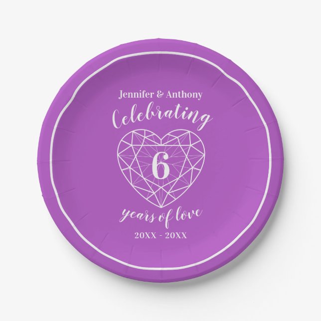 Amethyst anniversary 6 years personalized plates (Front)