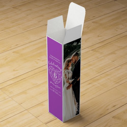 Amethyst anniversary 6 years purple custom photo wine box