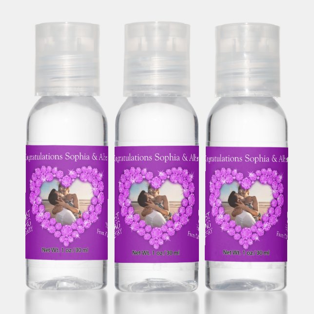 Amethyst anniversary photo heart  hand sanitizer (Set)