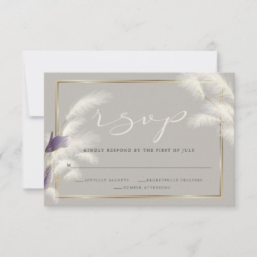 Amethyst Anthurium Pampas Grass RSVP Card