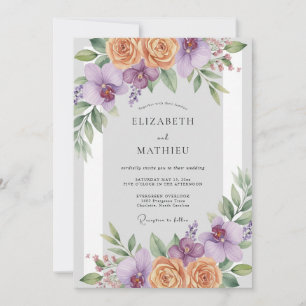 Amethyst Apricot Blossom Wedding Invitation